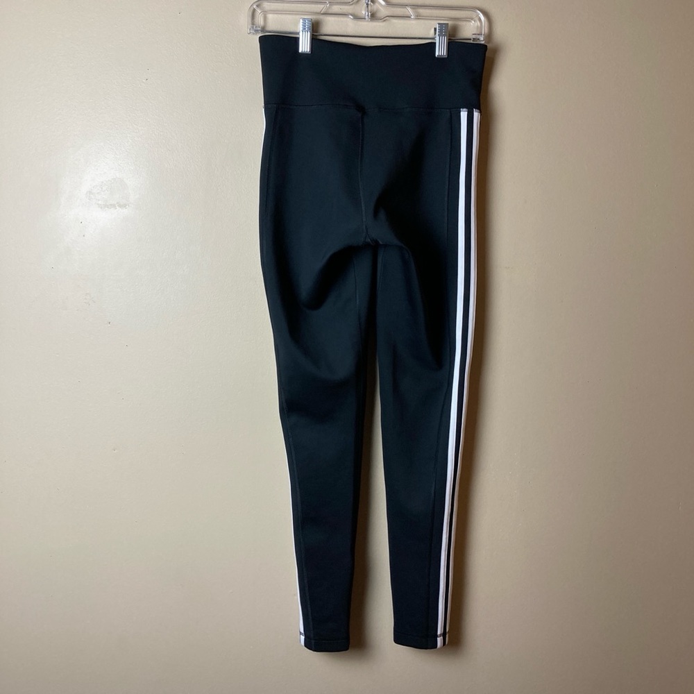 Adidas 3 Stripe Climalite Leggings Black White - Picture 3 of 7